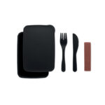 Lunchbox mit Besteck Schwarz von oben