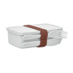 Lunchbox mit Besteck Weiß als Werbeartikel mit Logodruck