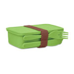 Lunchbox mit Besteck Gruen als Werbeartikel mit Logodruck