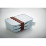 Lunchbox mit Besteck Blau, Detailaufnahme des Materials