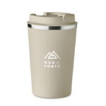 Doppelwandiger Becher 350ml Braun mit markiertem Druckbereich für Ihr Logo