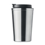 Doppelwandiger Becher 350ml Silber, geöffnet dargestellt