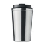 Doppelwandiger Becher 350ml Silber, Seitenansicht