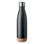 Doppelwandige Isolierflasche Schwarz als Werbeartikel mit Logodruck