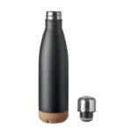 Doppelwandige Isolierflasche Schwarz, Seitenansicht