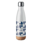 Doppelwandige Isolierflasche Weiß mit markiertem Druckbereich für Ihr Logo