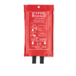 Feuerlöschdecke im roten PVC-Beutel als Werbeartikel mit Logo