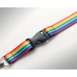 Regenbogen Lanyard RPET, Detailaufnahme des Materials