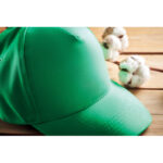 Cap organic cotton 250 g/m² Gruen, Detailaufnahme des Materials