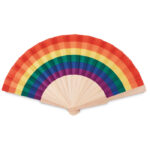 Fächer regenbogenfarbig als Werbeartikel mit Logodruck