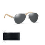 Sonnenbrille Bambus Schwarz als Werbeartikel mit Logodruck