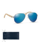 Sonnenbrille Bambus Blau als Werbeartikel mit Logodruck