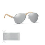 Sonnenbrille Bambus Silber als Werbeartikel mit Logodruck