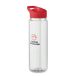 Trinkflasche RPET 650ml Rot mit markiertem Druckbereich für Ihr Logo