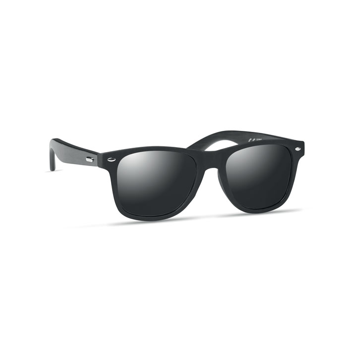 Sonnenbrille mit Bambus Schwarz Sonnenbrille mit Bambus Schwarz als Werbeartikel mit Logodruck