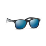 Sonnenbrille mit Bambus Blau mit markiertem Druckbereich für Ihr Logo