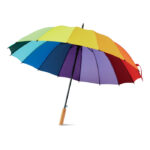 Regenschirm regenbogenfarbig als Werbeartikel mit Logodruck