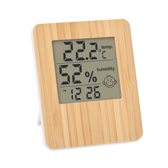 Wetterstation Bambus als Werbeartikel mit Logodruck