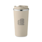 Doppelwandiger Becher 510 ml Braun mit markiertem Druckbereich für Ihr Logo