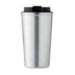 Doppelwandiger Becher 510 ml Silber, geöffnet dargestellt