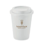 Doppelwandiger Becher PP 300ml Weiß mit markiertem Druckbereich für Ihr Logo