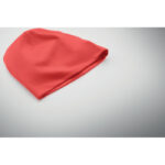 Unisex-Beanie Baumwolle Rot, Detailaufnahme des Materials