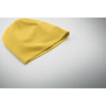 Unisex-Beanie Baumwolle Gelb, Detailaufnahme des Materials