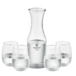Set aus recyceltem Glas mit markiertem Druckbereich für Ihr Logo