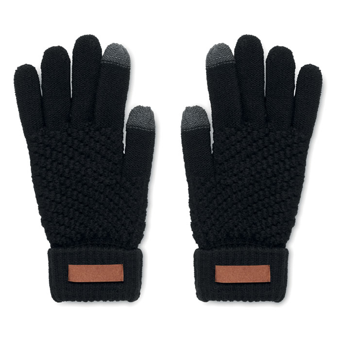 Touchscreen Handschuhe RPET Schwarz als Werbeartikel mit Logodruck