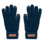 Touchscreen Handschuhe RPET Blau mit markiertem Druckbereich für Ihr Logo