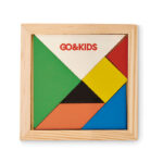 Tangram-Puzzle Holz mit markiertem Druckbereich für Ihr Logo