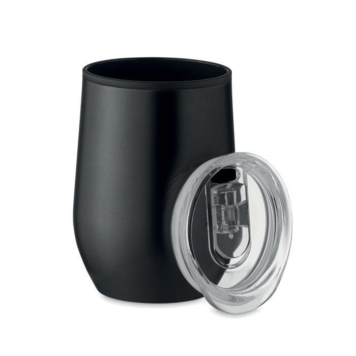 Doppelwandiger Trinkbecher 350 ml Schwarz als Werbeartikel mit Logodruck