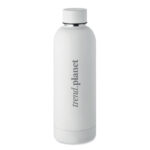 Trinkflasche Edelstahl 500 ml Weiß mit markiertem Druckbereich für Ihr Logo