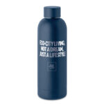 Trinkflasche Edelstahl 500 ml Blau mit markiertem Druckbereich für Ihr Logo