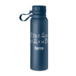Doppelwandige Flasche 780 ml Blau mit markiertem Druckbereich für Ihr Logo