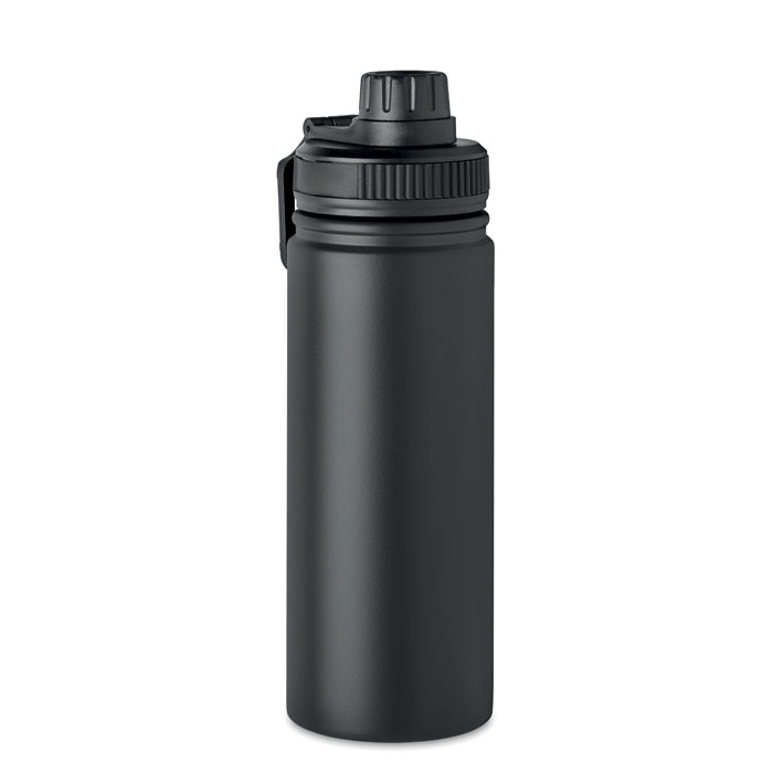 Doppelwandige Flasche 500 ml Schwarz als Werbeartikel mit Logodruck