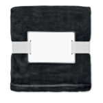 RPET-Flanell Fleece-Decke Schwarz, geöffnet dargestellt