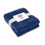 RPET-Flanell Fleece-Decke Blau mit markiertem Druckbereich für Ihr Logo