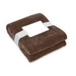 RPET-Flanell Fleece-Decke Braun als Werbeartikel mit Logodruck