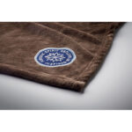 RPET-Flanell Fleece-Decke Braun mit markiertem Druckbereich für Ihr Logo