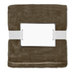 RPET-Flanell Fleece-Decke Braun, geöffnet dargestellt