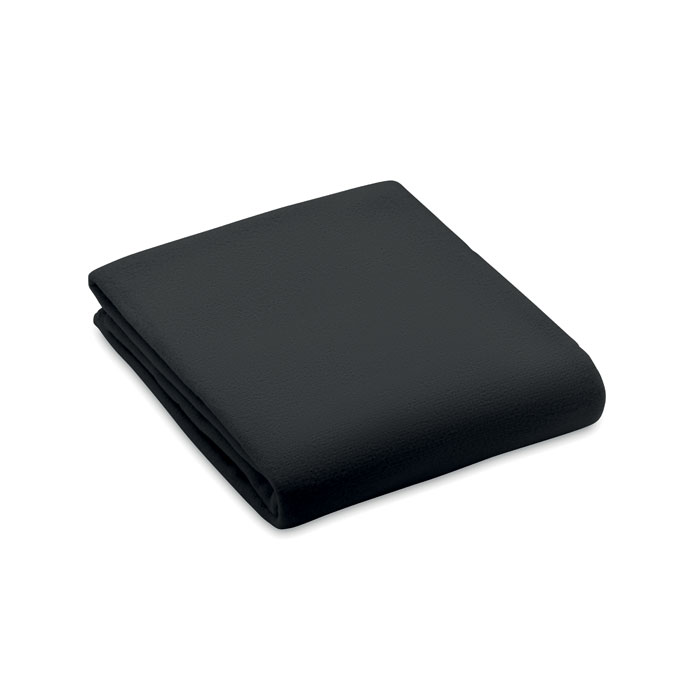 RPET-Polar Fleece-Decke Schwarz als Werbeartikel mit Logodruck