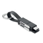 Schlüsselanhänger 4in1 Kabel Schwarz als Werbeartikel mit Logodruck