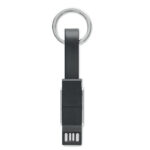 Schlüsselanhänger 4in1 Kabel Schwarz, Rückansicht