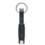 Schlüsselanhänger 4in1 Kabel Schwarz, Seitenansicht