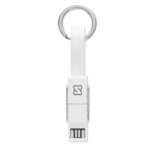 Schlüsselanhänger 4in1 Kabel Weiß mit markiertem Druckbereich für Ihr Logo