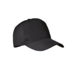 Rpet cap 5 panels 210g/m² Schwarz als Werbeartikel mit Logodruck