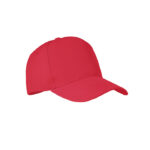 Rpet cap 5 panels 210g/m² Rot als Werbeartikel mit Logodruck