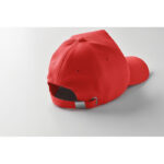 Rpet cap 5 panels 210g/m² Rot, Detailaufnahme des Materials