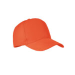 Rpet cap 5 panels 210g/m² Orange als Werbeartikel mit Logodruck